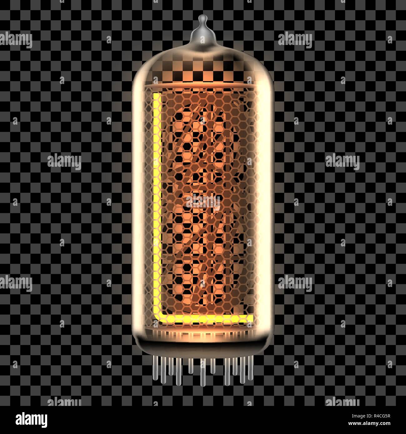 Voyant tube Nixie avec lettre L'illuminèrent de style rétro, comme l'alphabet digitron. Illustration vecteur transparent. Illustration de Vecteur