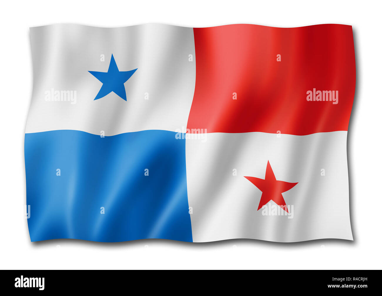 Drapeau Panama Rendu En Trois Dimensions Isolated On White - 