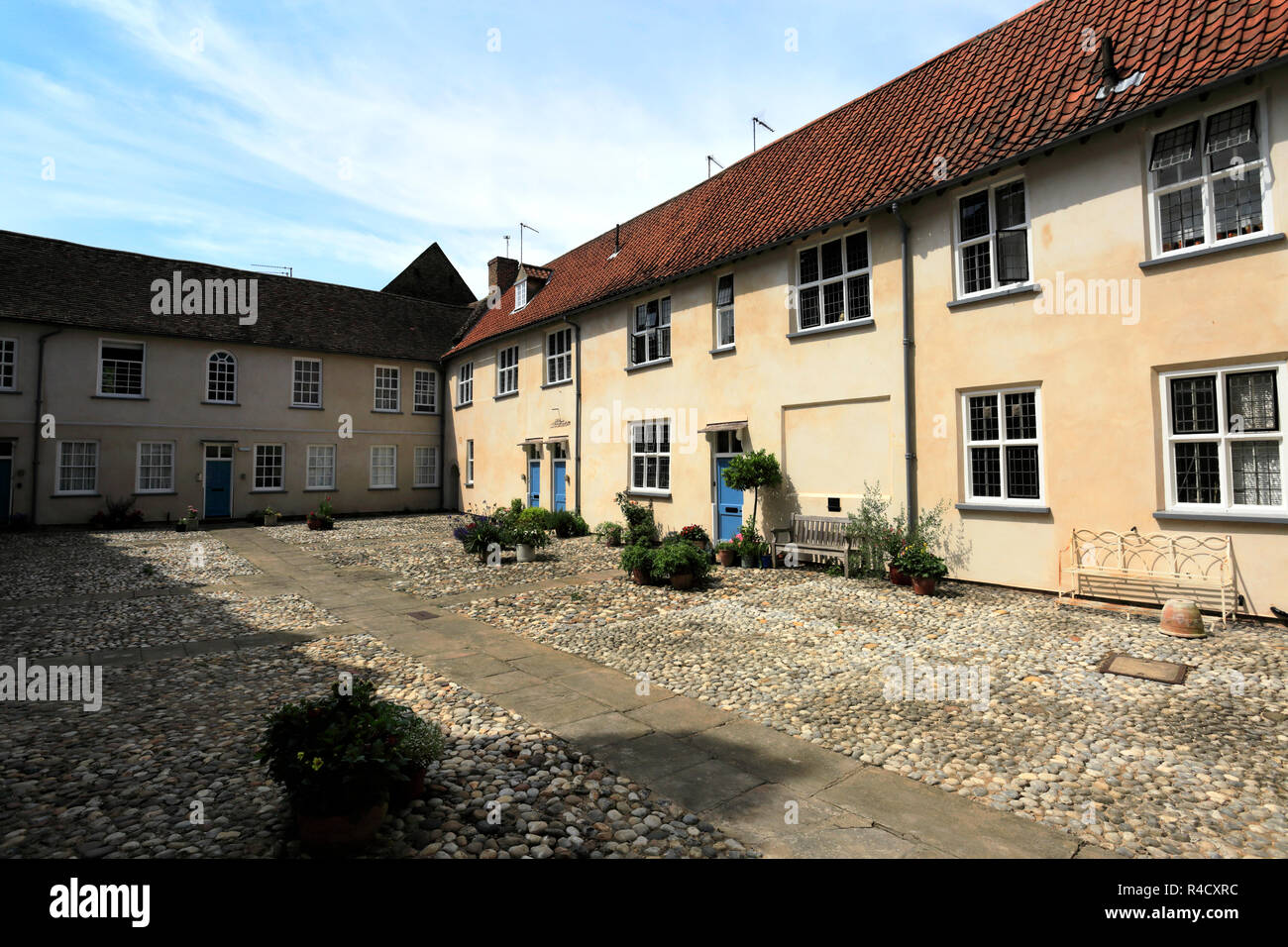 Courtyard Hampton bâtiments, Nelson Street, Kings Lynn ; ville ; Norfolk en Angleterre, Royaume-Uni Banque D'Images