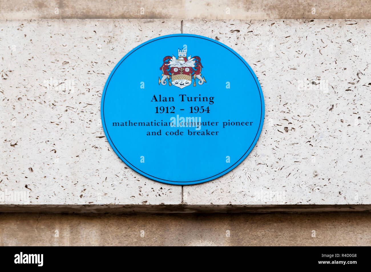 Une plaque commémorant bleu Alan Turing sur le mur de King's College, Cambridge. Banque D'Images