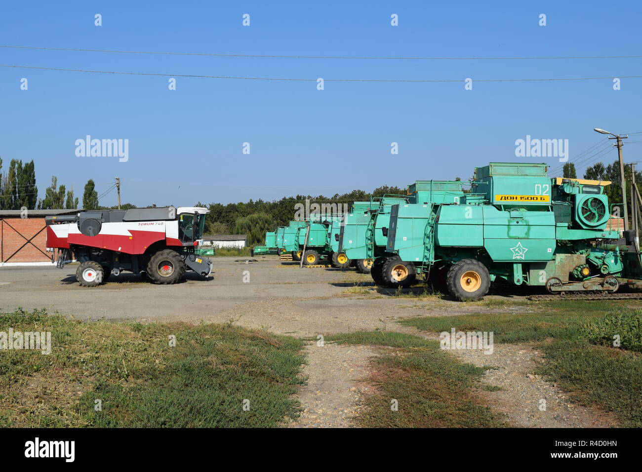 Moissonneuses-batteuses Don. Les machines agricoles. Banque D'Images