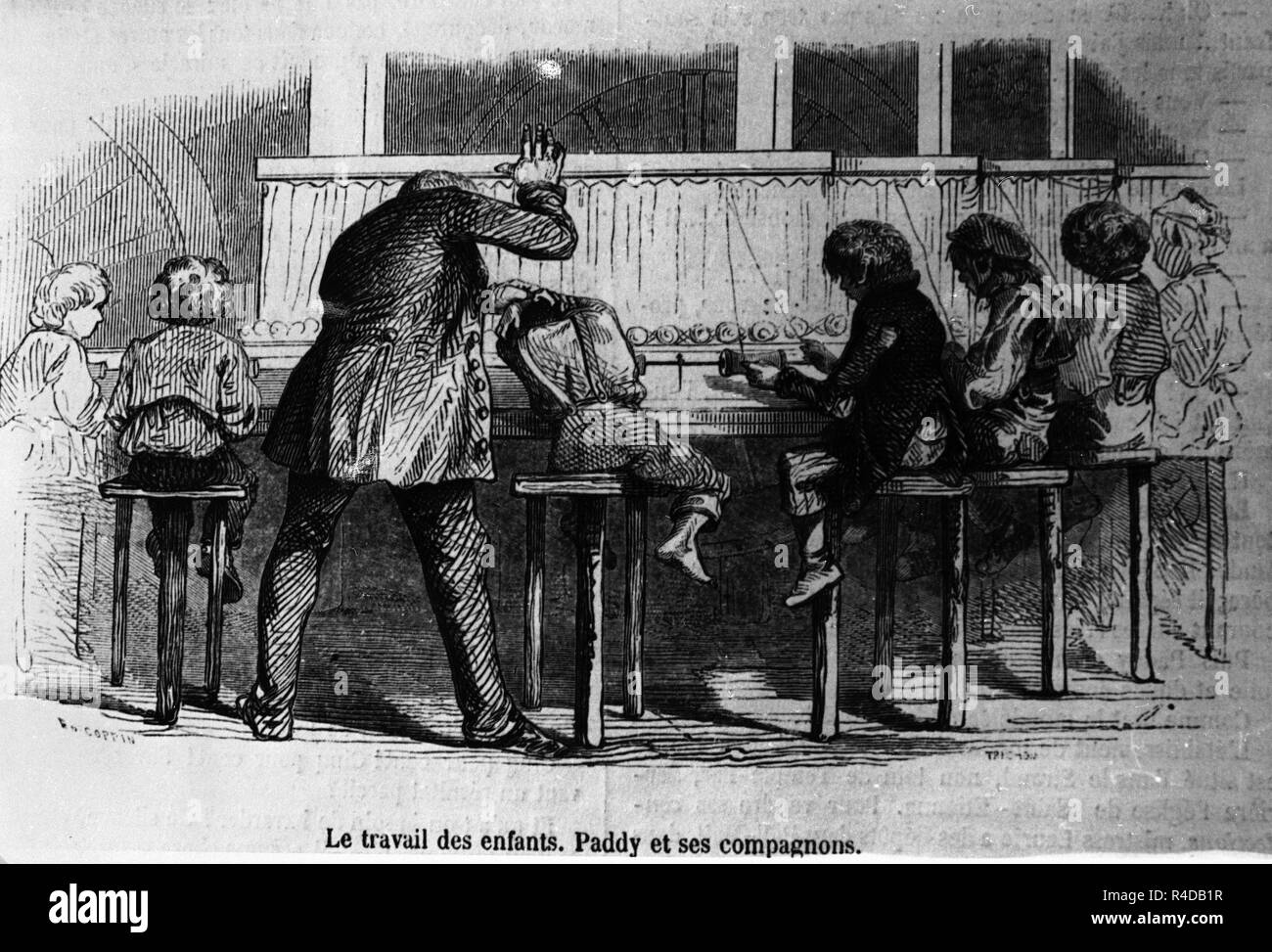LOS TRABAJOS DE LOS NIÑOS - Gravure - SIGLO XIX. Auteur : TRICHOA. Emplacement : collection privée. La France. Banque D'Images