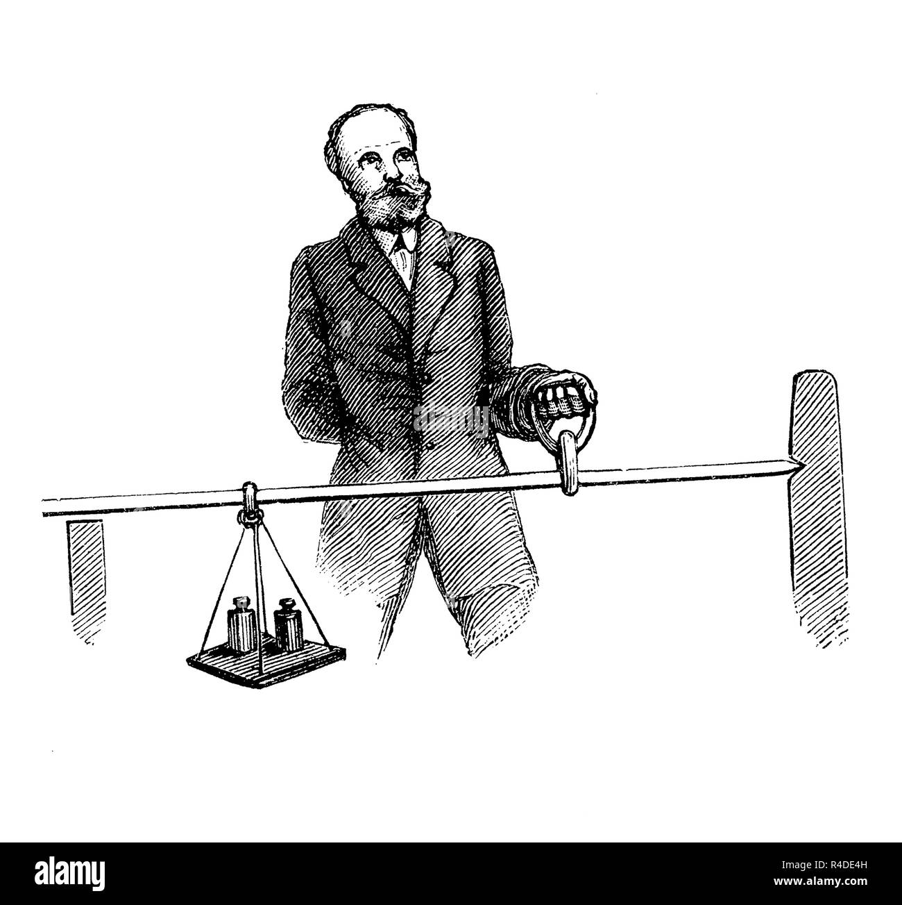 Vintage healthcare illustration, méthode de mesure de la force musculaire Banque D'Images