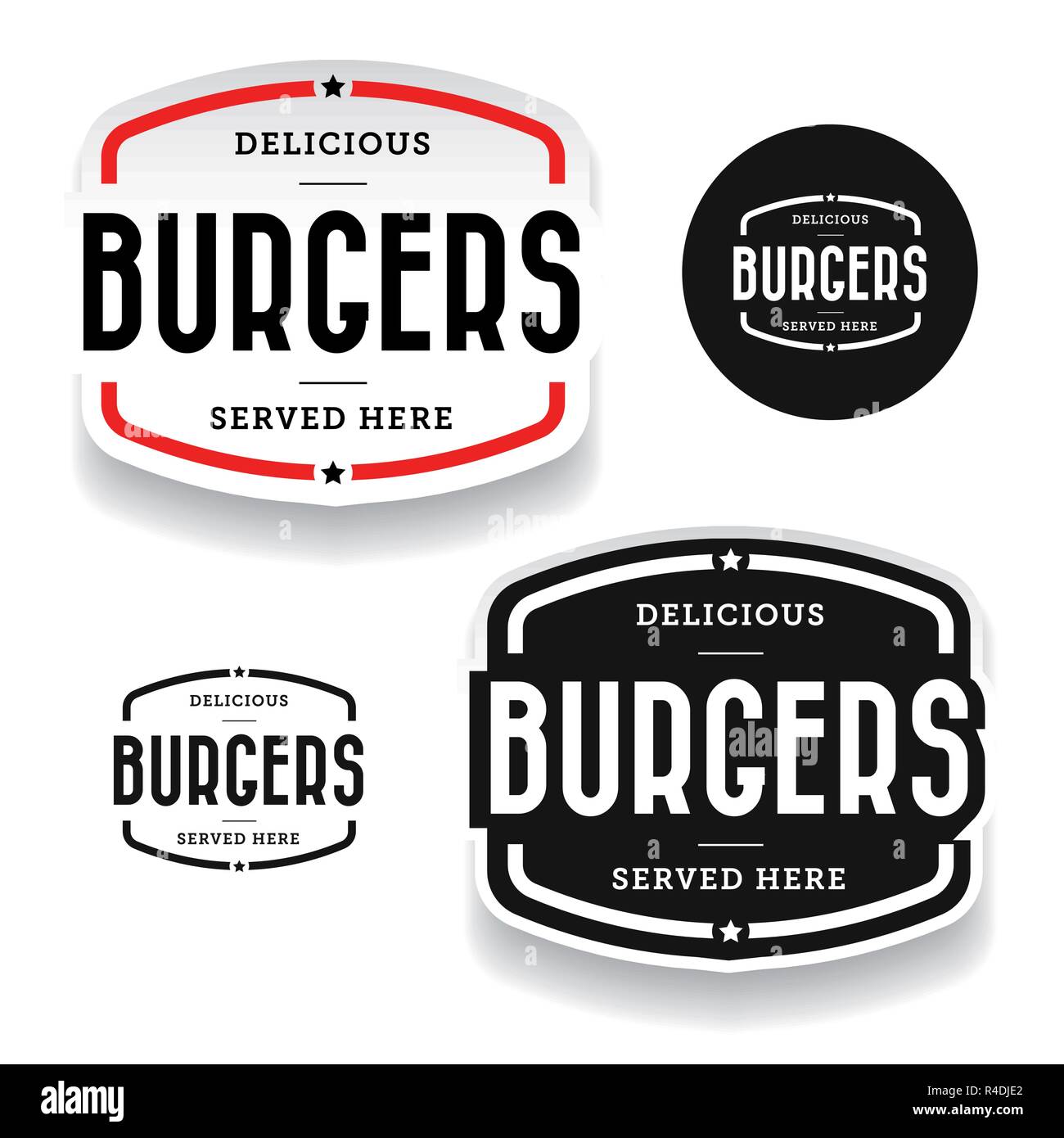Jeu d'étiquettes vintage Burgers Illustration de Vecteur