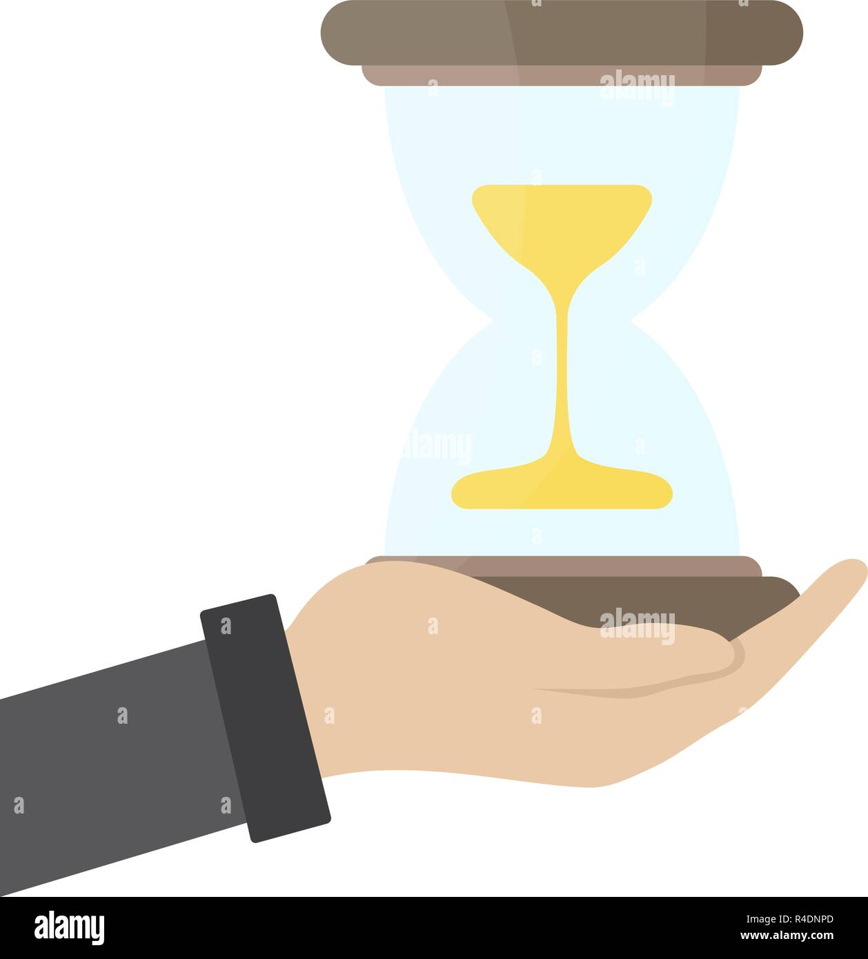 Vector illustration of businessman part tenir un sablier. Concept d'affaires et de la gestion du temps. Le démarrage est réussi des présentations sur fond blanc. Illustration de Vecteur