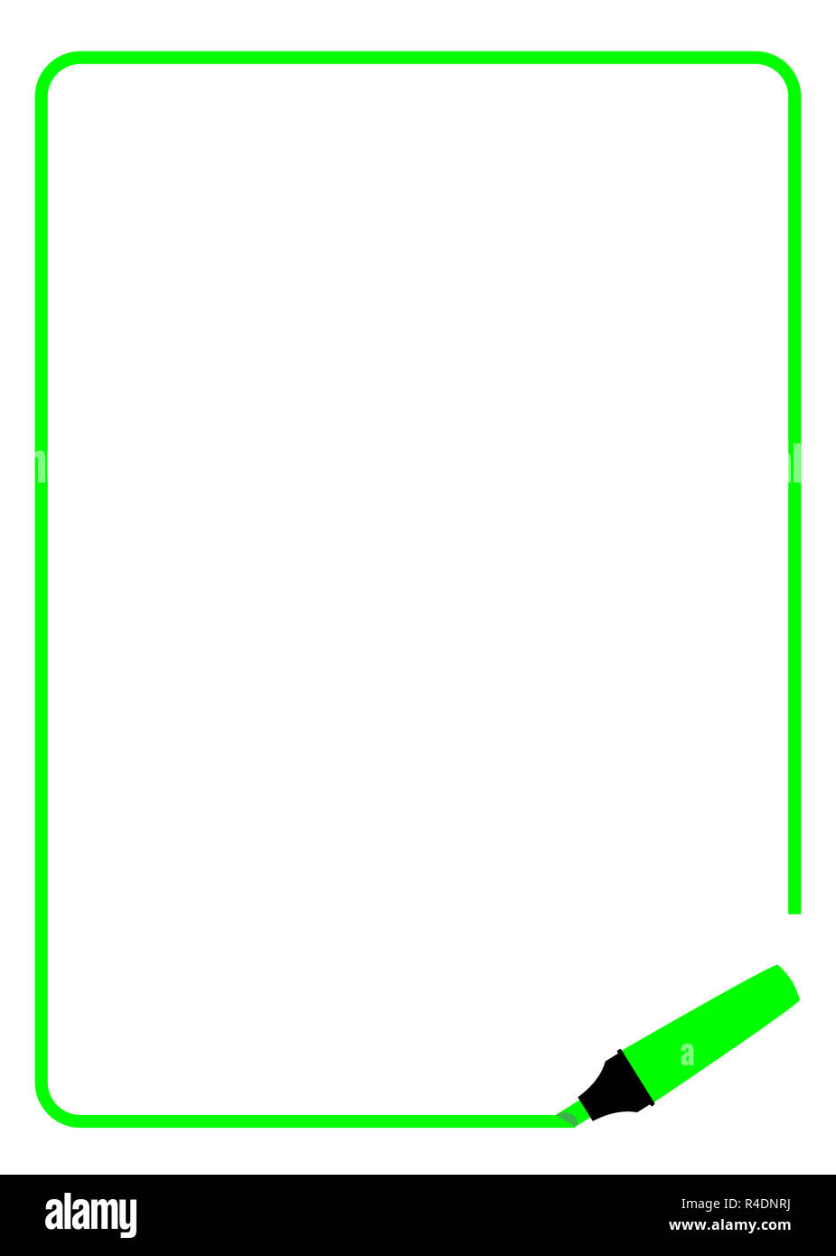 Bordure de page surligneur vert Banque D'Images