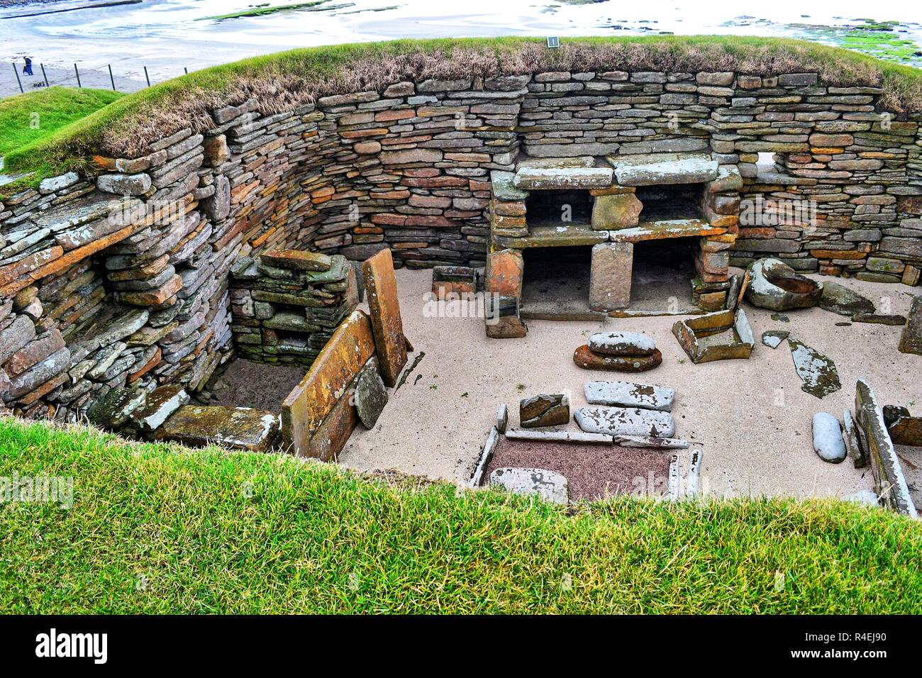 Maison préhistorique à Skara Brae, Orkney, Scotland, UK Banque D'Images