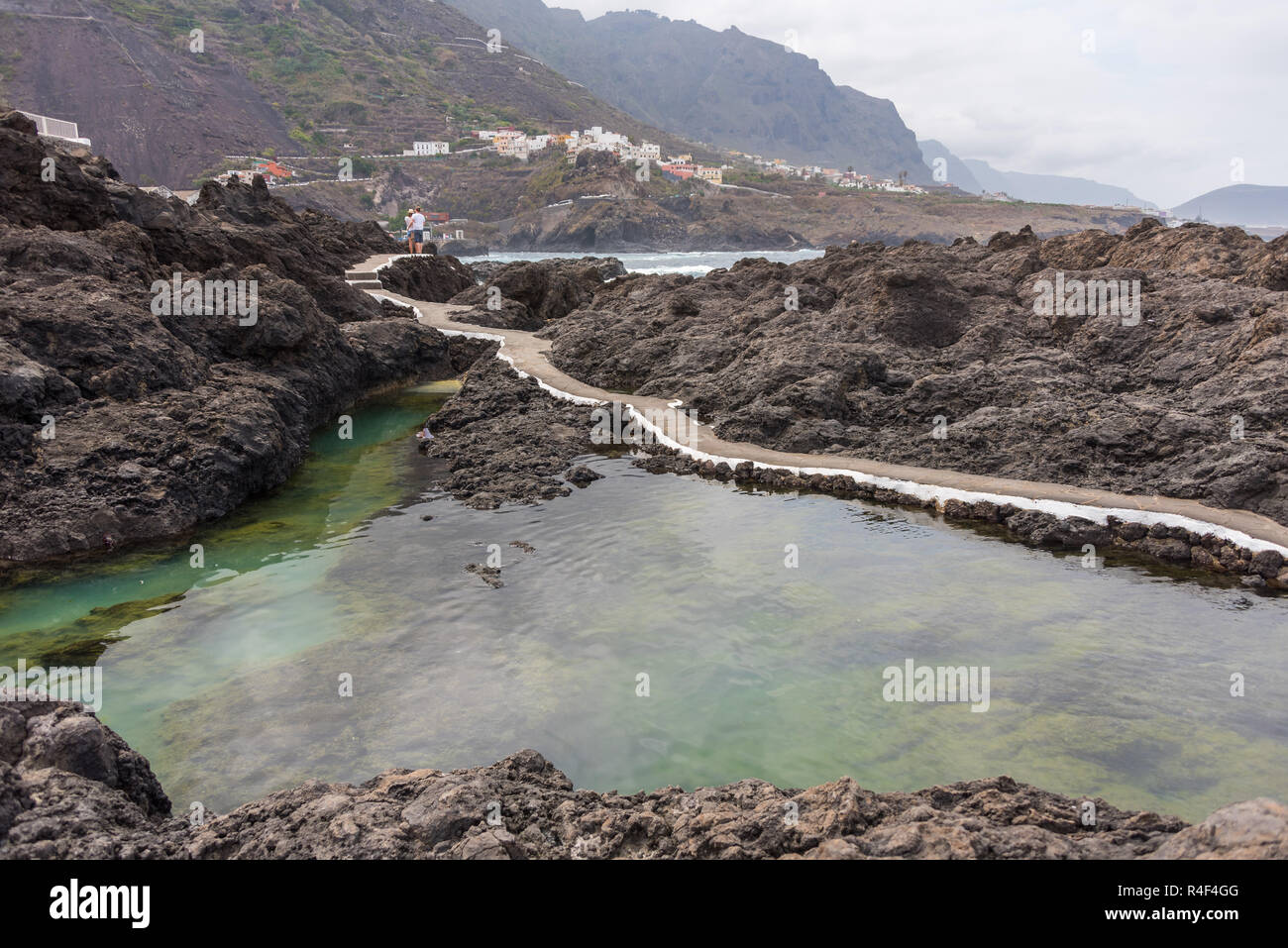 Sondage d'eau vide à Garachico, naturel piscine publique, Tenerife, Espagne Banque D'Images