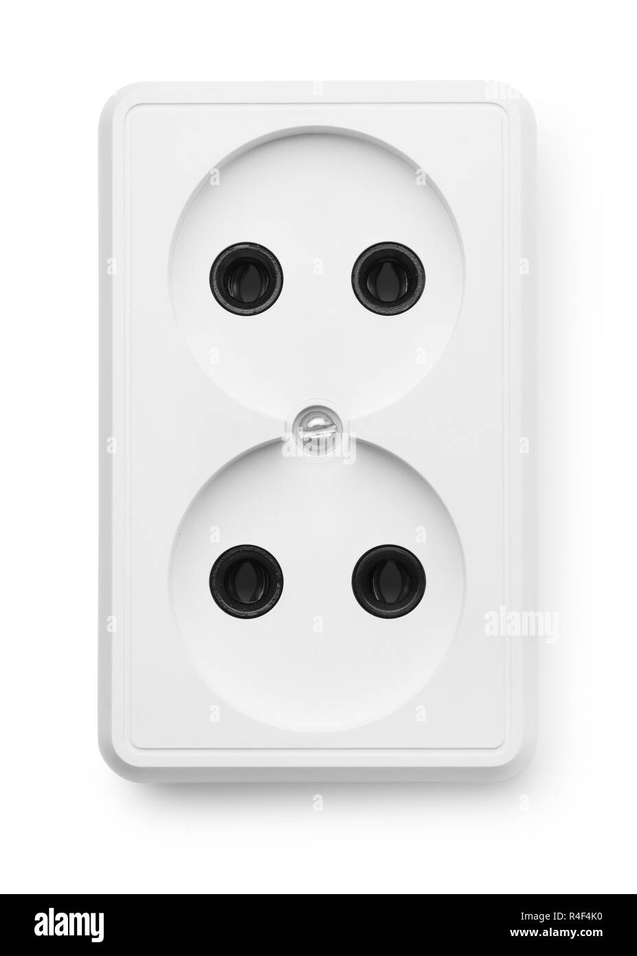 Double prise de courant murale européenne isolated on white Banque D'Images