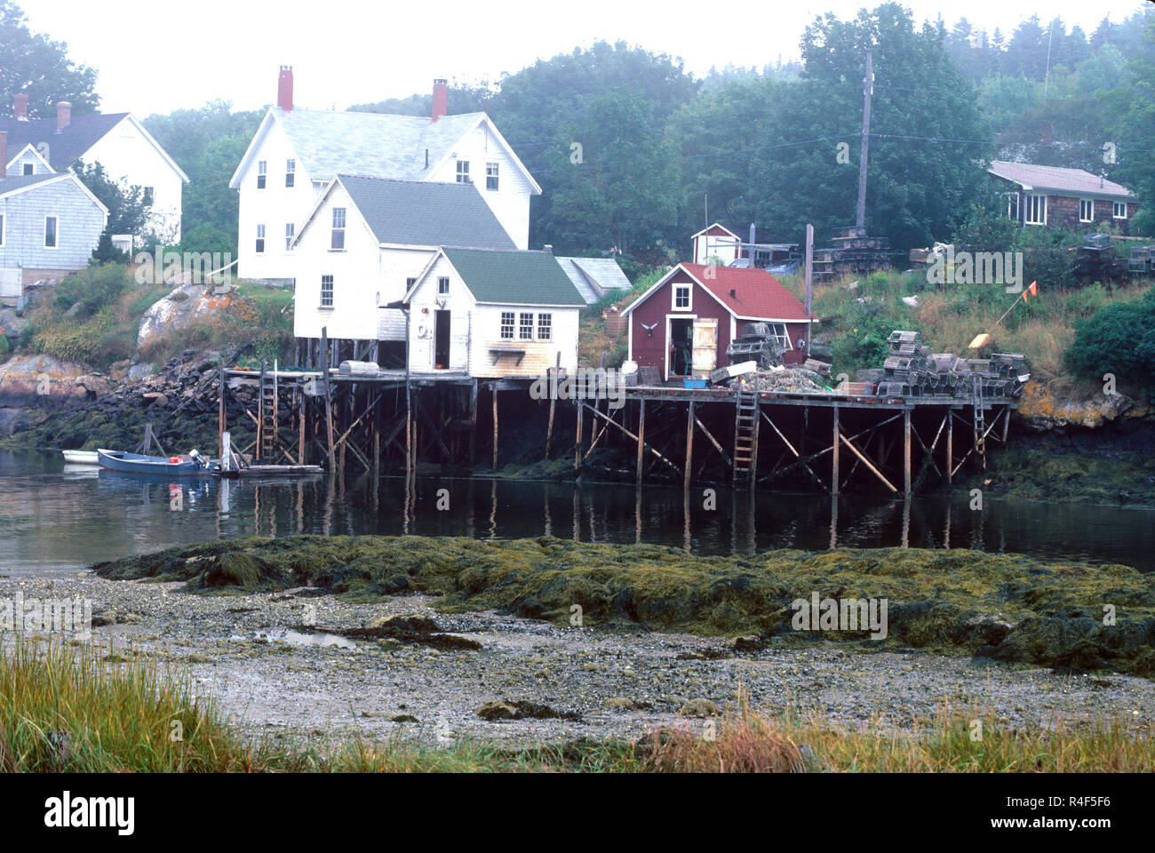 Une entreprise commerciale du homard sur Southport Island, Maine, USA Banque D'Images