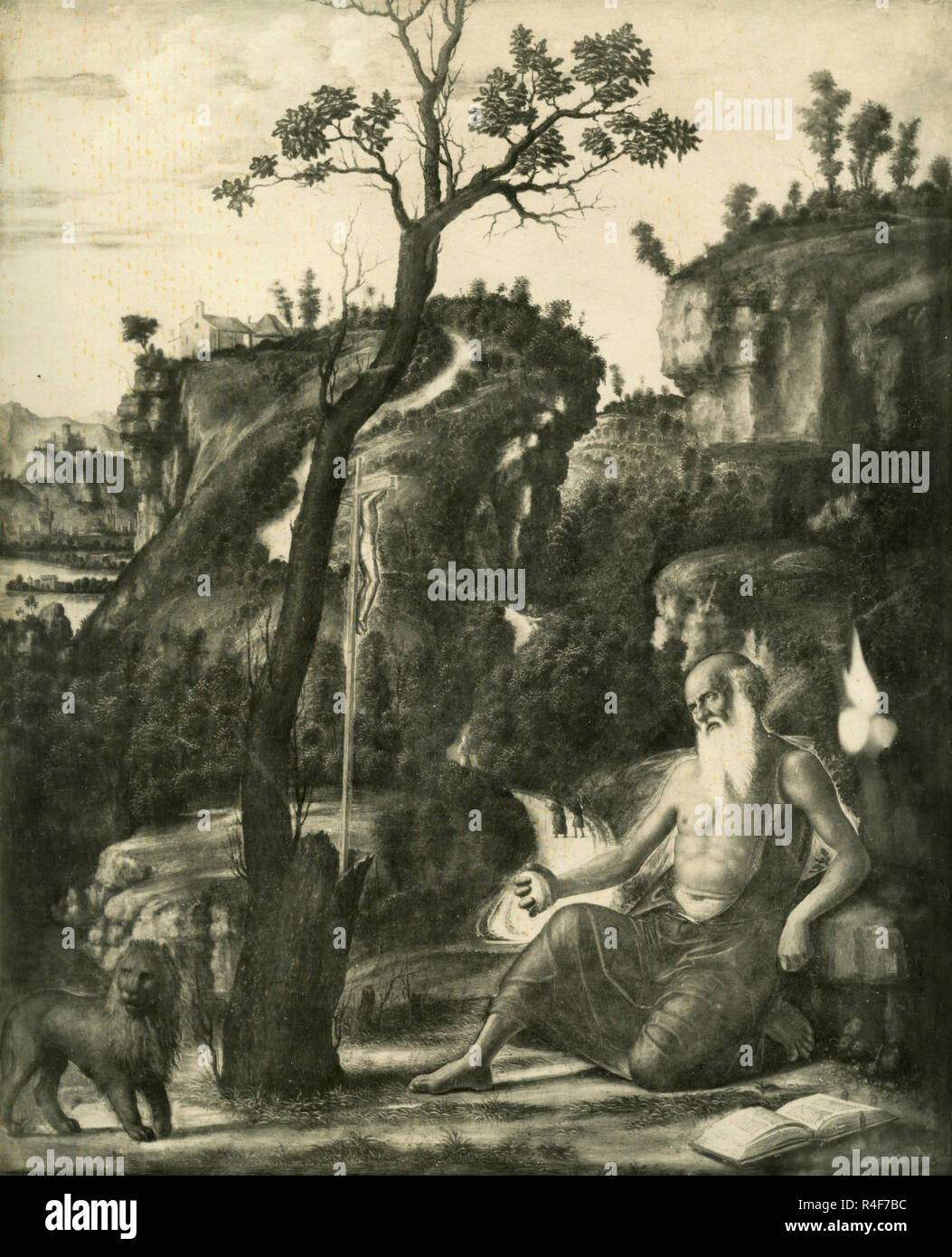 Saint Jérôme dans le désert, la peinture de Giovanni Battista Cima da Conegliano Banque D'Images