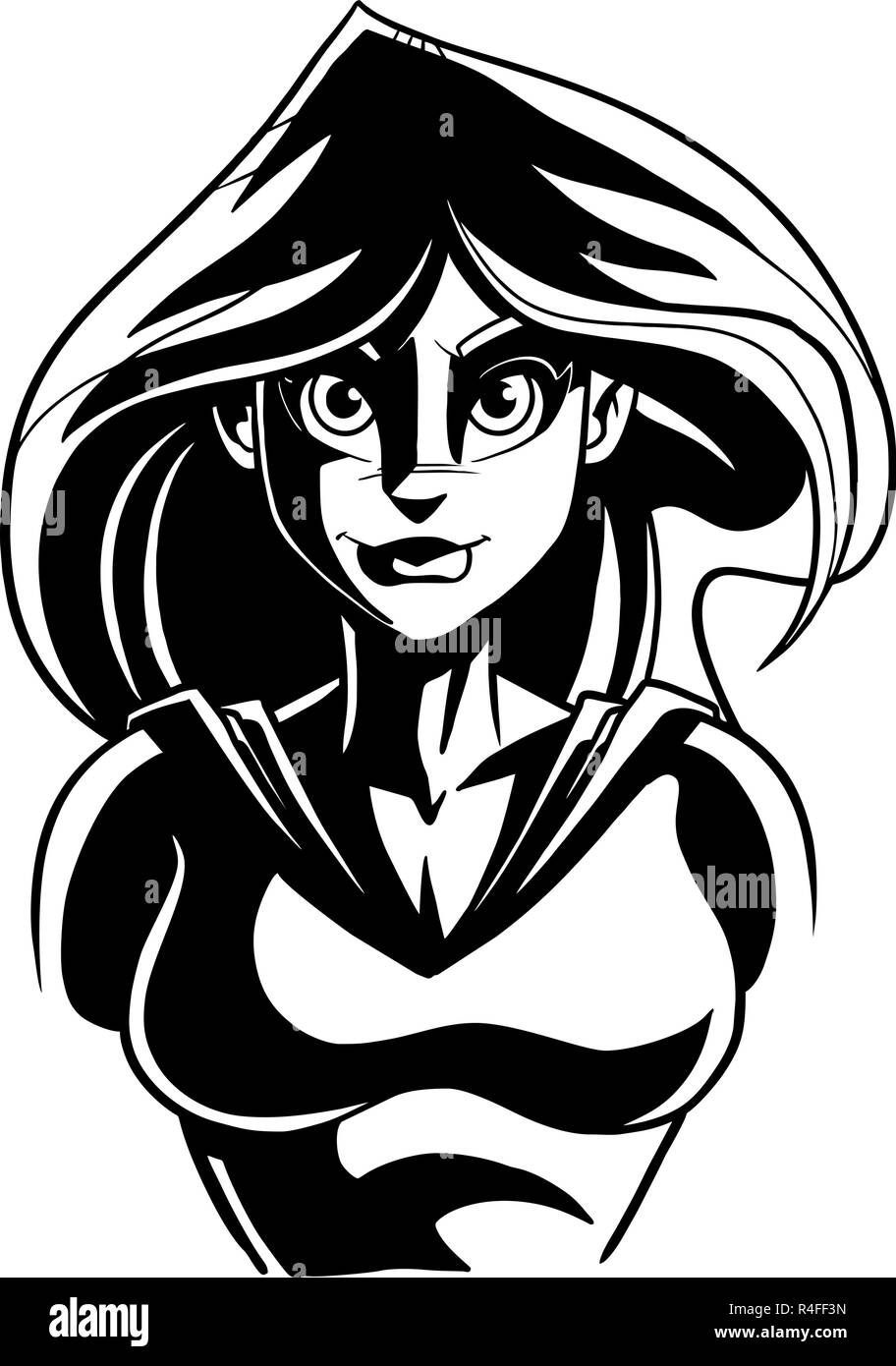 Superheroine portrait sombre de l'Art en ligne Illustration de Vecteur