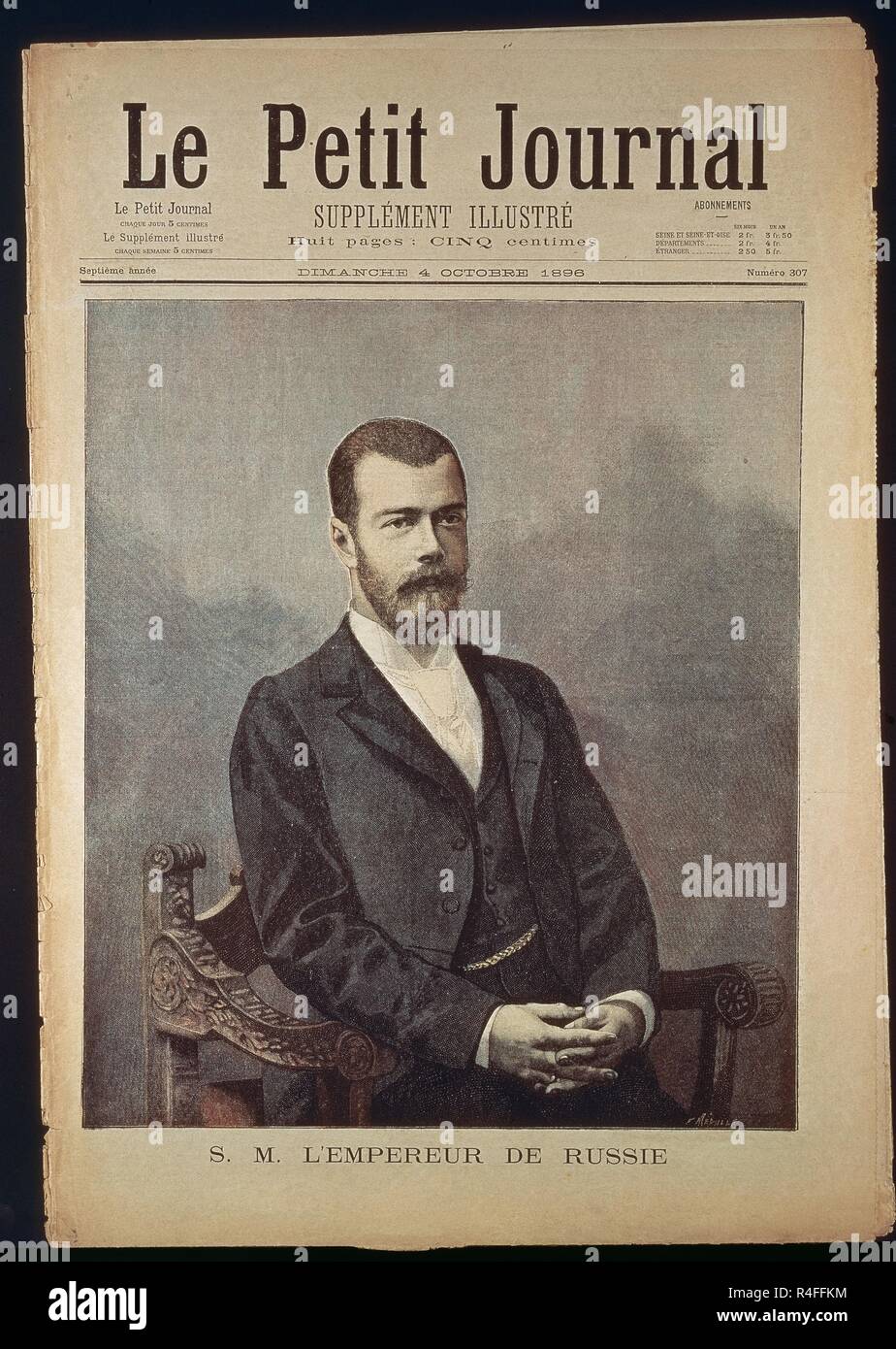 NICOLAS II EN LA PORTADA DEL PETIT JOURNAL X/1896. Emplacement : collection privée. La France. Banque D'Images