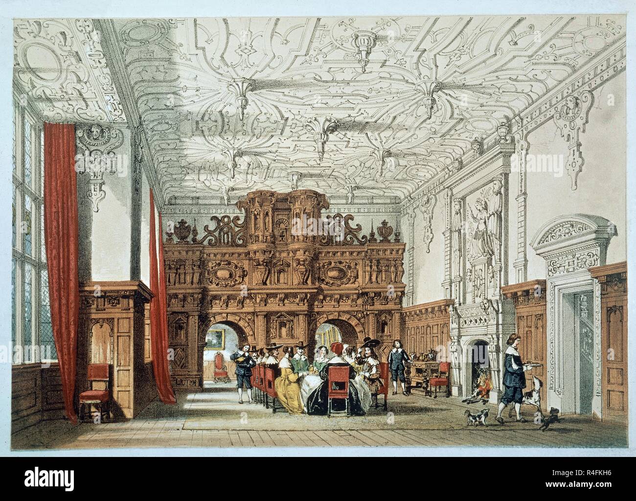 La GRAVURE DE PALACIO - INTÉRIEUR EN BRUJAS - S XVII -. Emplacement : collection privée. La France. Banque D'Images