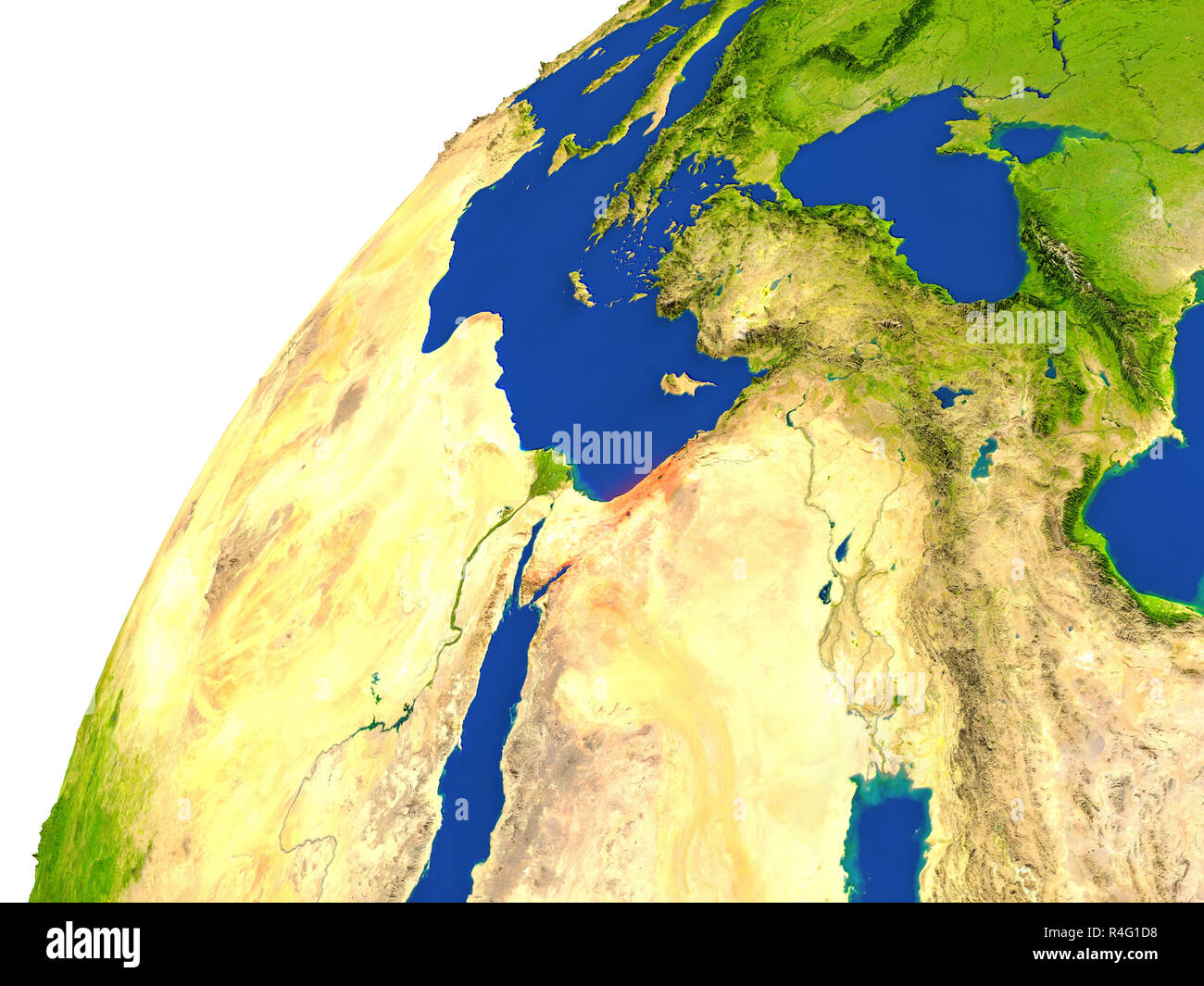 Pays d'Israël vue par satellite Banque D'Images