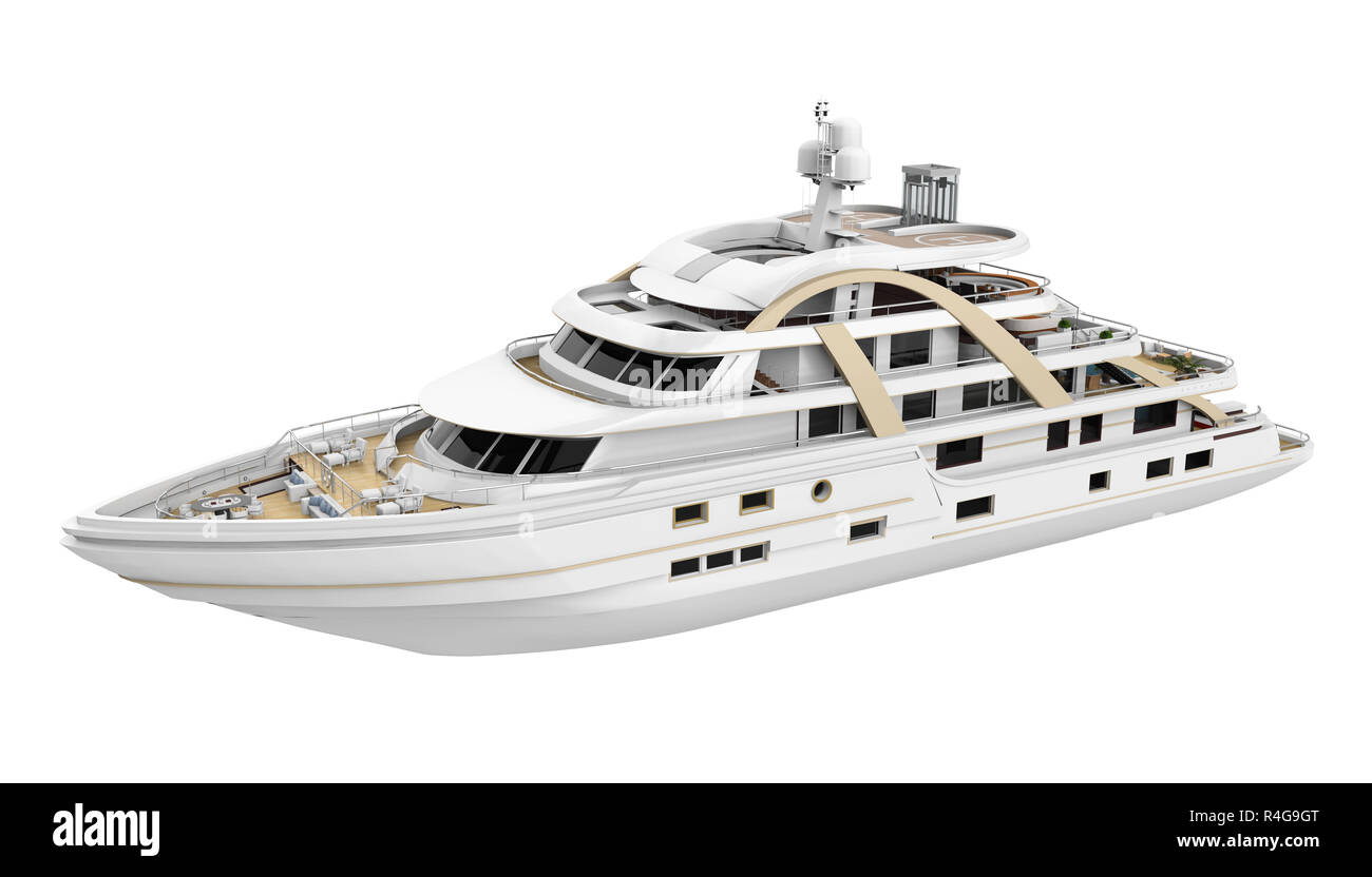 Yacht de plaisance blanc isolé Banque D'Images