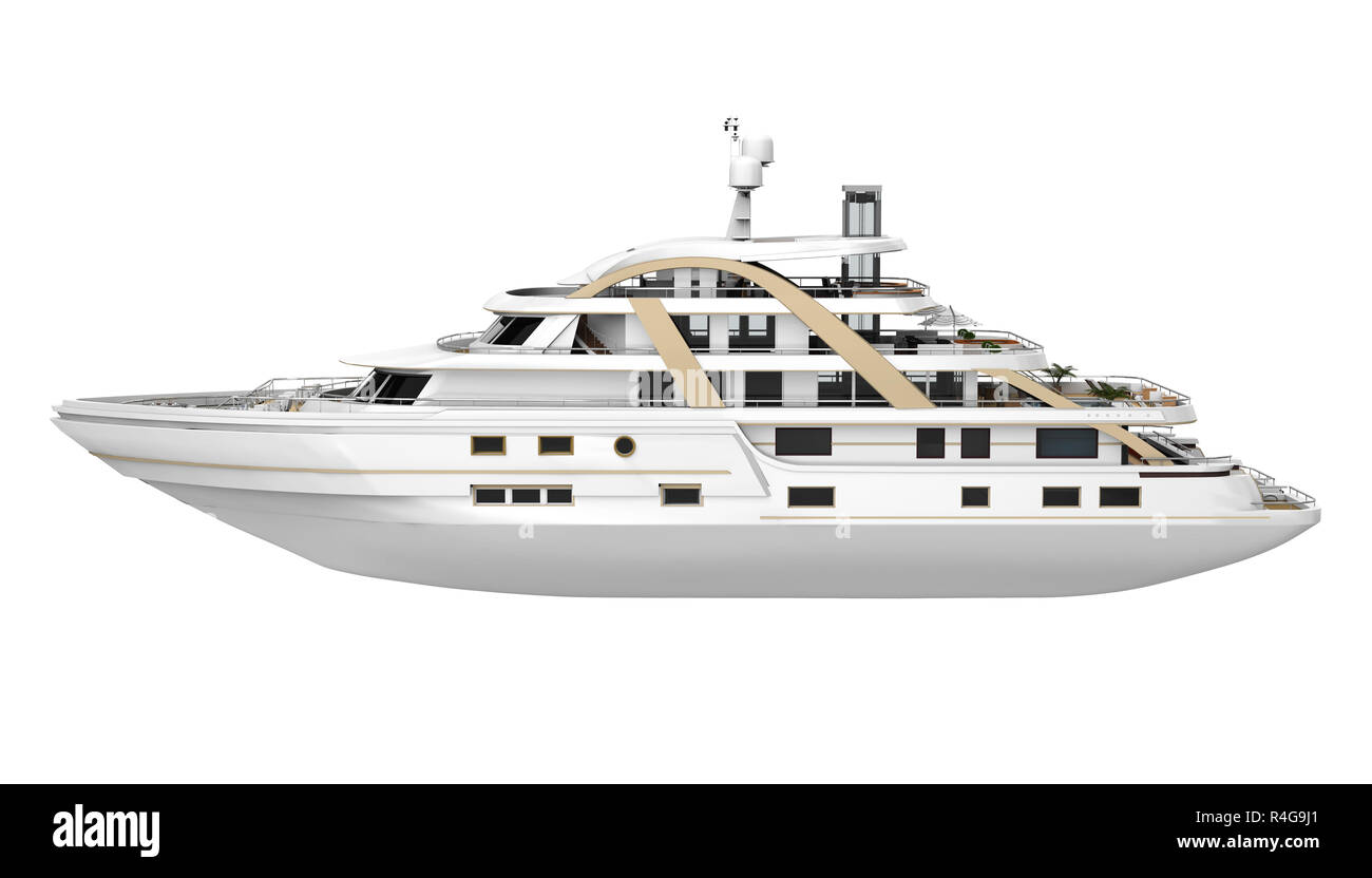 Yacht de plaisance blanc isolé Banque D'Images