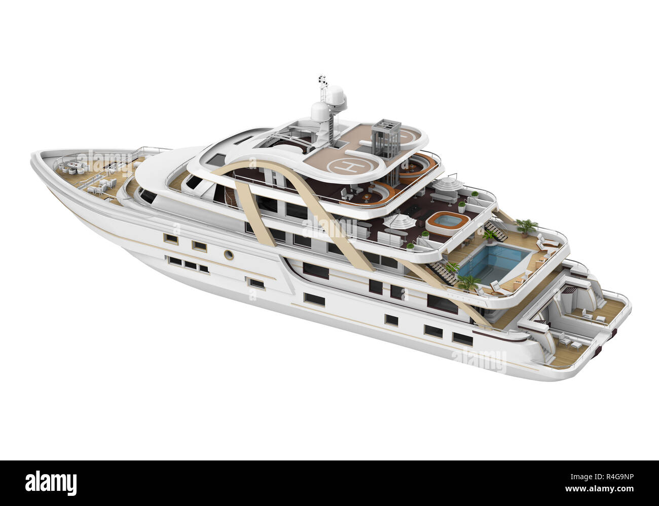 Yacht de plaisance blanc isolé Banque D'Images