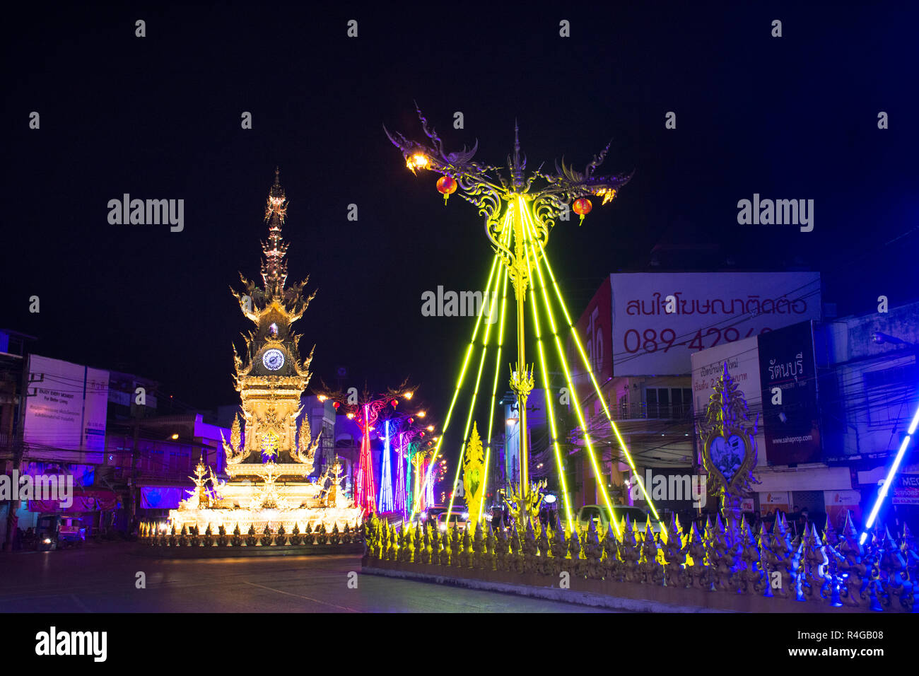 Chiang Rai réveil-tour et symphonie de couleurs et de lumière spectaculaires son pour montrer les gens d'affaires à Chiang Rai City le 21 février 2018 à Chiang R Banque D'Images