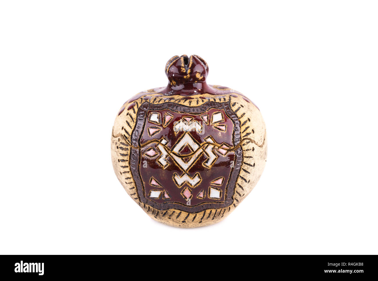 L'arménien ancien style grenade souvenir isolé sur fond blanc. Banque D'Images