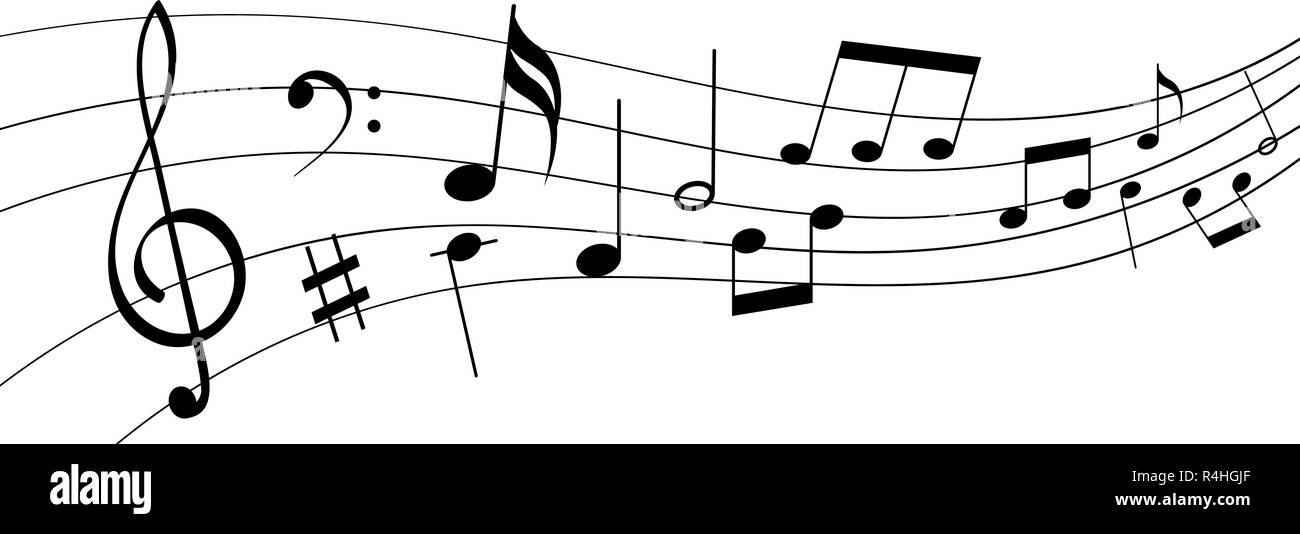 Résumé Les symboles musicaux sur le personnel note Illustration de Vecteur