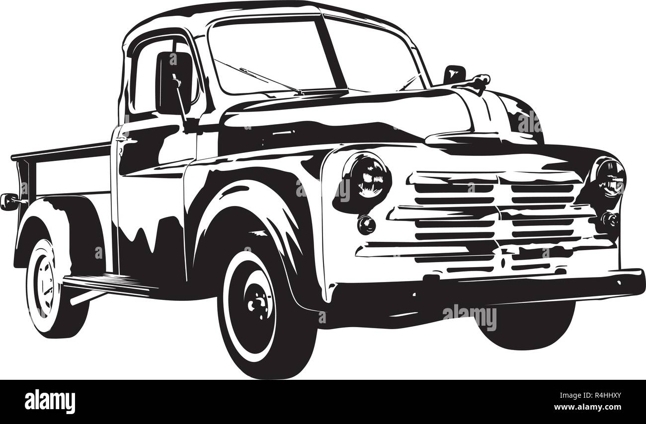 Vintage 1950 camionnette silhouette vector illustration Illustration de Vecteur