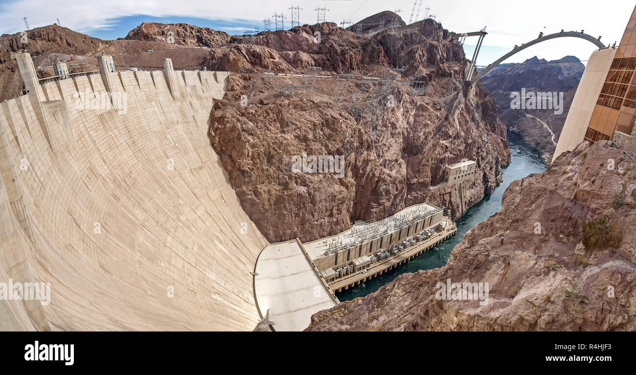 Vue sur le Barrage Hoover au Nevada, USA. Banque D'Images