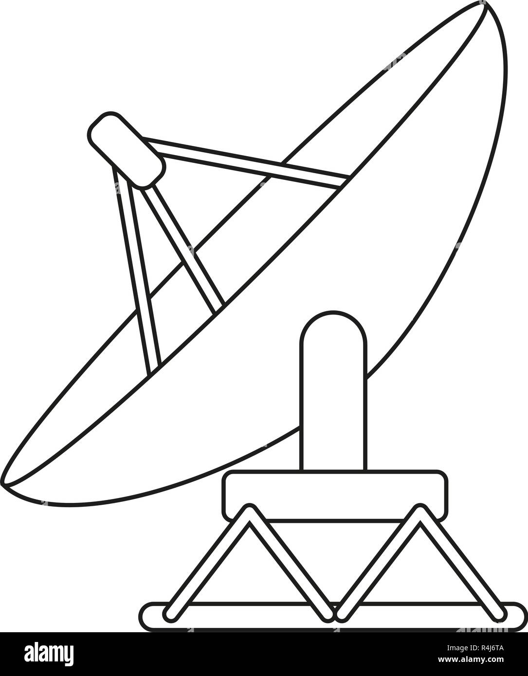 Les dessins au trait noir et blanc de la télévision antena Illustration de Vecteur