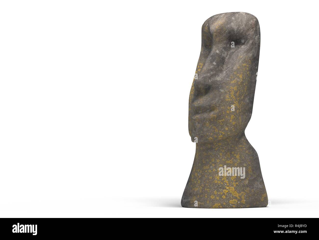 Sculpture d'un Moai sculpté dans la pierre blanche de 3d illustration Banque D'Images