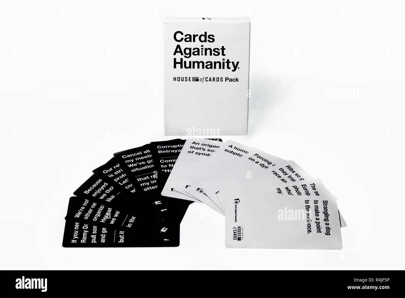 Cartes de visite et cartes de la boîte de jeu contre l'humanité Banque D'Images