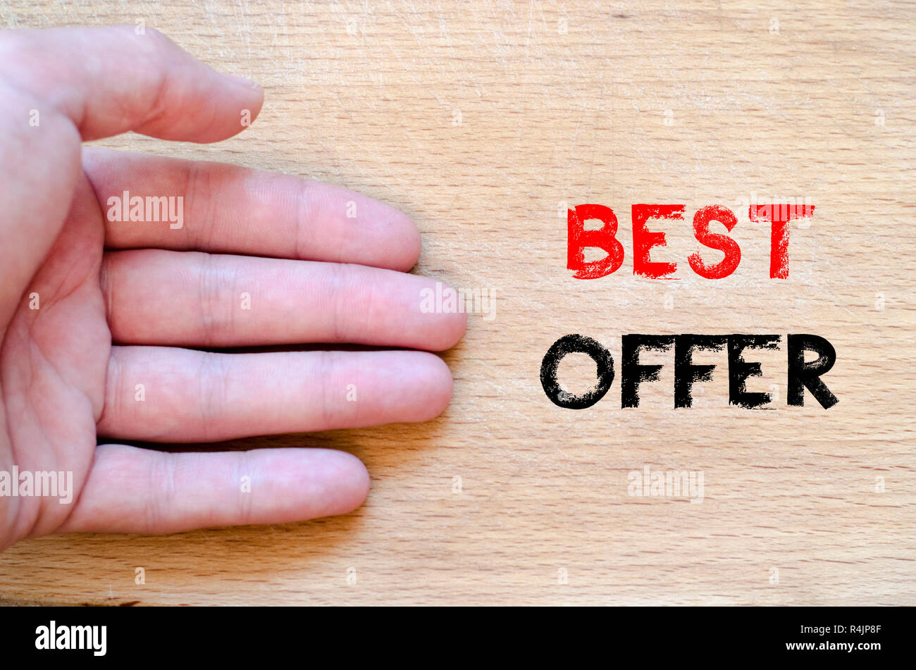 Meilleure offre concept texte Banque D'Images