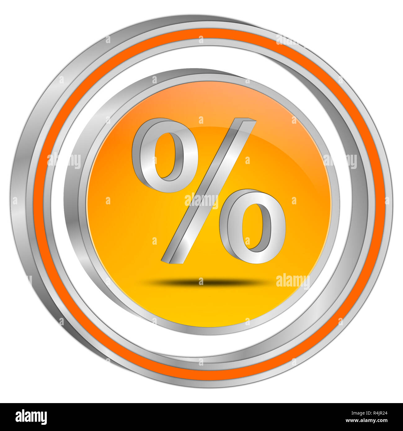 Bouton de réduction orange - 3D illustration Banque D'Images