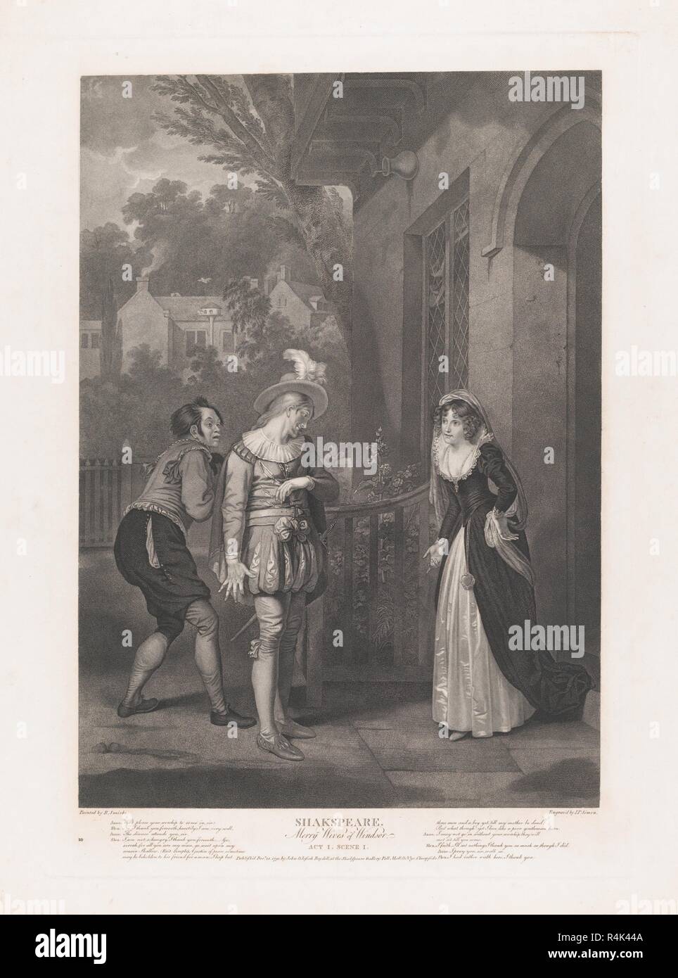 Anne Page, mince et peu profonde (Shakespeare, Joyeuses Commères de Windsor, Acte 1, scène 1). Artiste : Après Robert Smirke (British, Wigton, Cumberland 1752/53-1845 London). Dimensions : Plateau : 25 × 18 3/8 1/16 in. (64,5 × 45,8 cm) feuille : 27 7/8 x 21 7/8 in. (70,8 × 55,5 cm). Graveur : Peter Simon (britannique, Londres ca. 1764-1813 Paris). Editeur : John & Josiah Boydell (britannique, 1786-1804). Series/portefeuille : Boydell Shakespeare Gallery. Objet : William Shakespeare (British, Stratford-upon-Avon 1564-1616 Stratford-upon-Avon). Date : 1792. Musée : Metropolitan Museum of Art, New York, USA. Banque D'Images