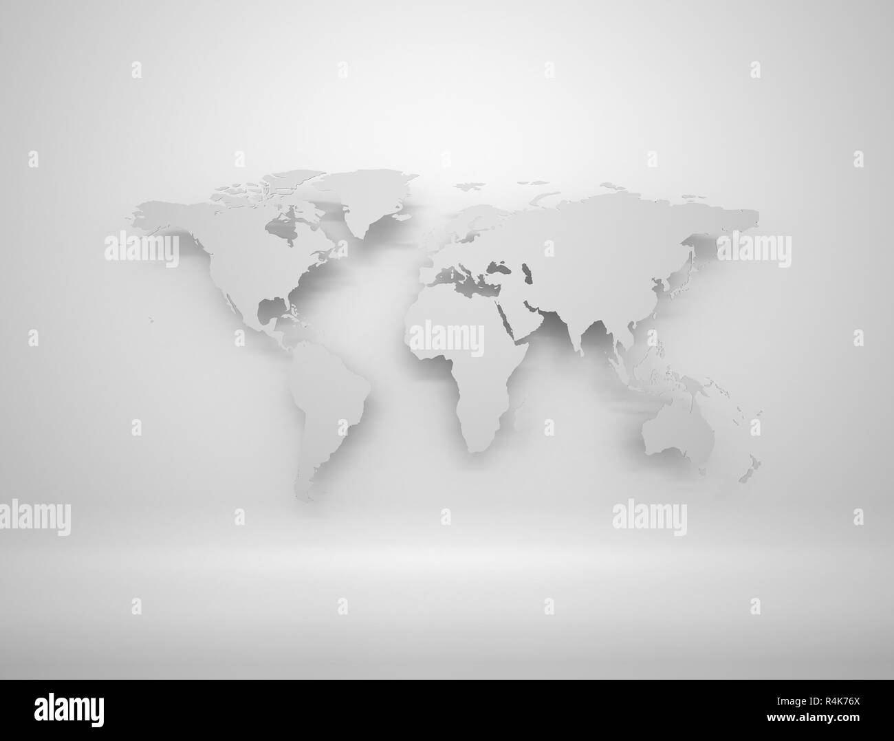Carte du monde gris avec ombre Banque D'Images