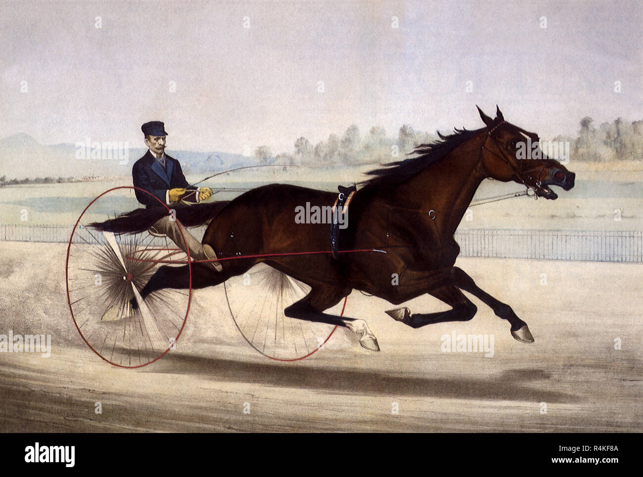 Course du chariot, cheval, Nathaniel Currier & Ives, confiture. Banque D'Images