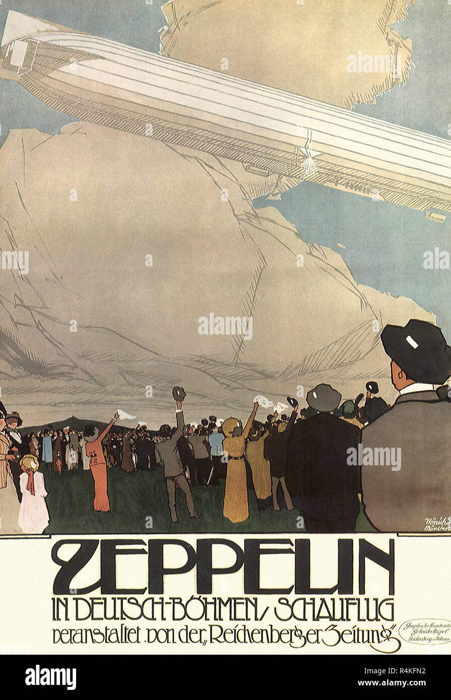 Vol d'essai de Zeppelin, Honich, Heinrich. Banque D'Images