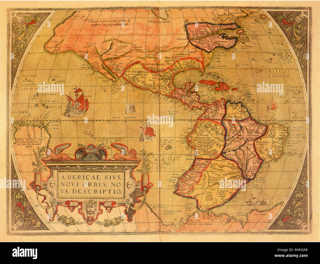 La carte des Amériques 1570, Ortelius, A. Banque D'Images