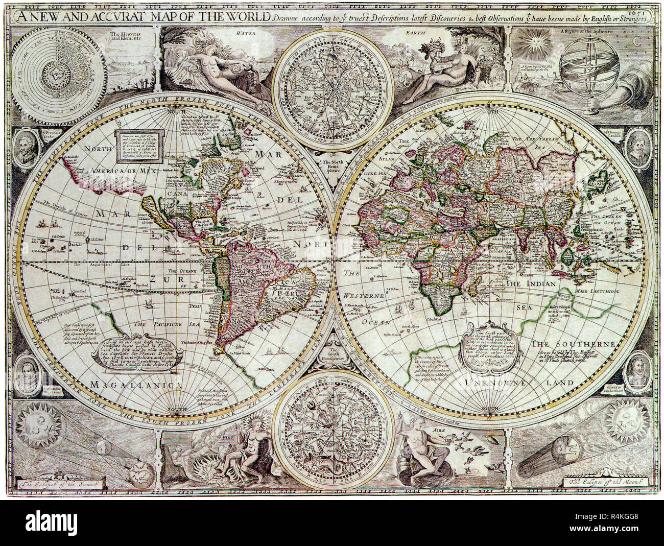 Carte du monde, 1627, vitesse, John. Banque D'Images