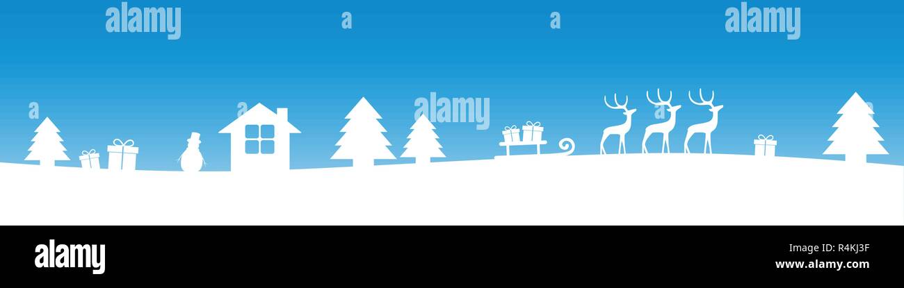 Frontière avec l'hiver noël cadeaux rennes et sapins vector illustration EPS10 Illustration de Vecteur