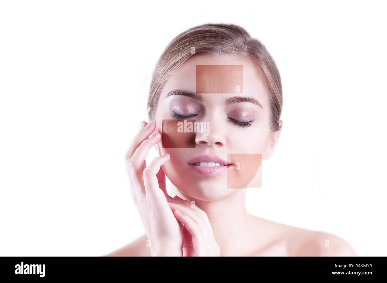 Girl rides avant et après le concept de collage Banque D'Images