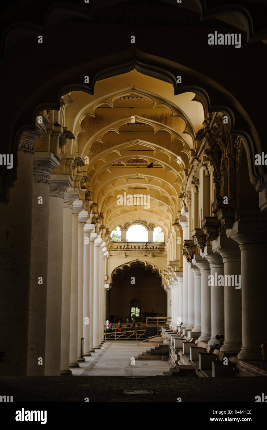 23 février 2018 Madurai, Inde. Palais Thirumalai Nayak architecture indienne Banque D'Images