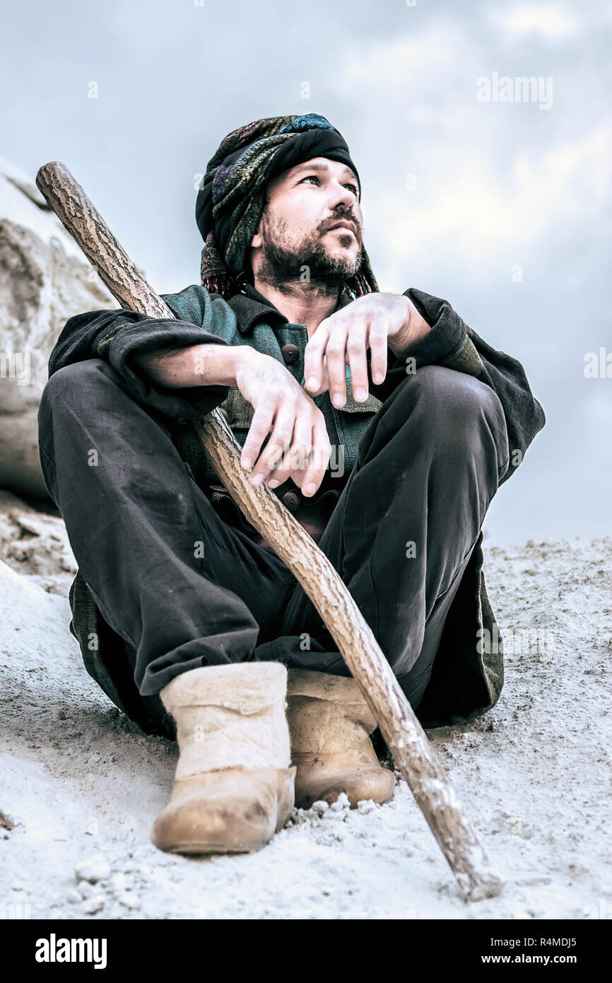 Portrait d'un homme assis en turban Banque D'Images
