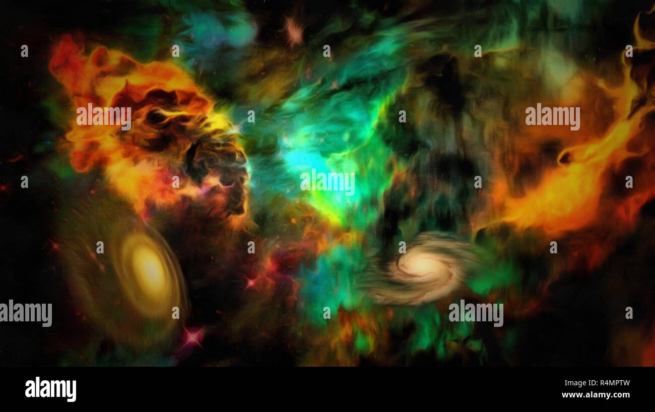 La peinture de l'espace lointain. Univers coloré Banque D'Images