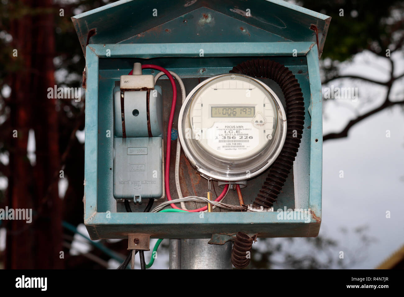 Un compteur d'électricité du Costa Rica Banque D'Images