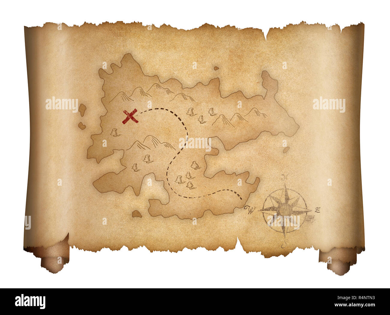 Faites défiler la carte au trésor des pirates isolated on white Banque D'Images