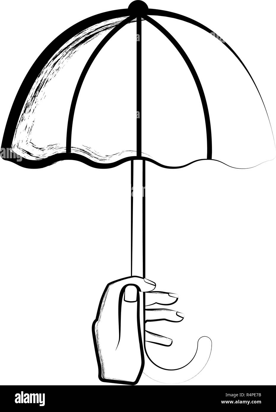 Esquisse d'une main tenant un parapluie Illustration de Vecteur
