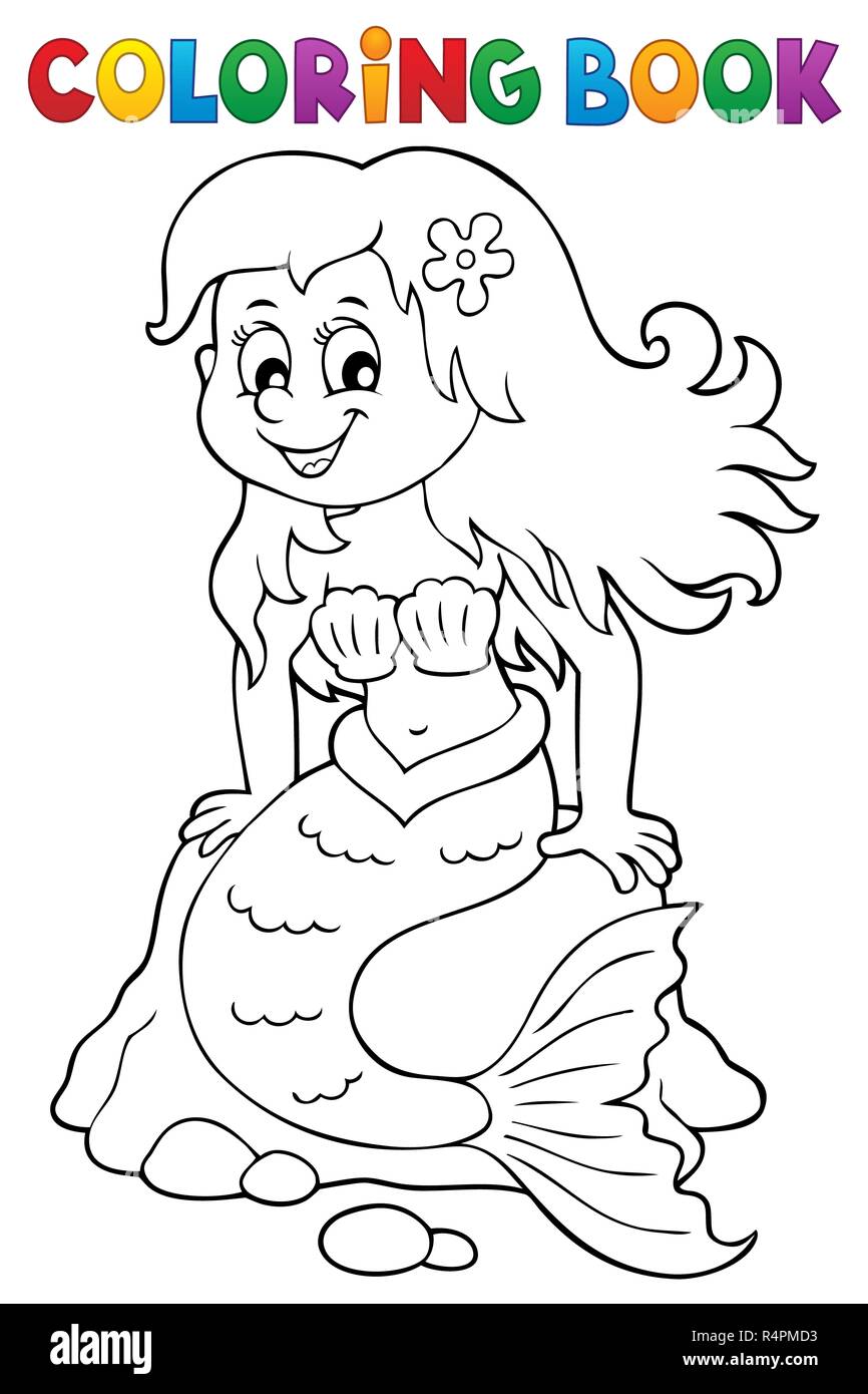 Livre de coloriage sirène sujet 3 Banque D'Images