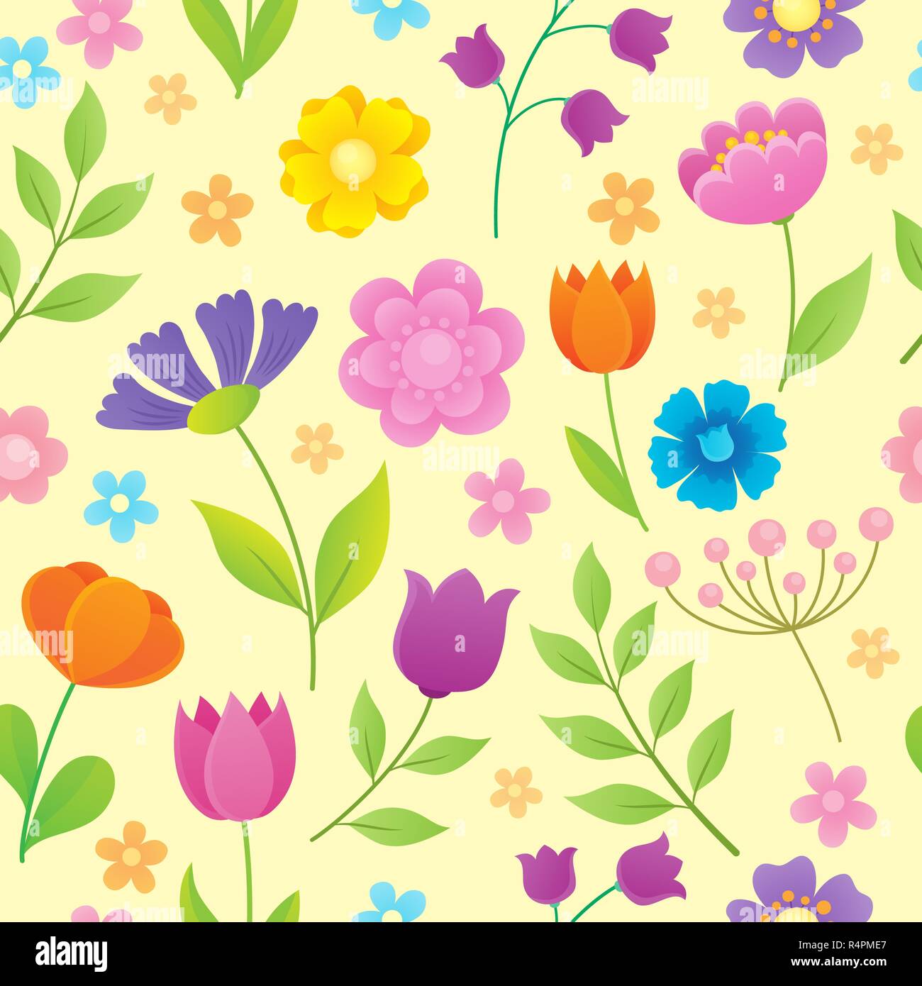Fleurs stylisées seamless background 1 Banque D'Images