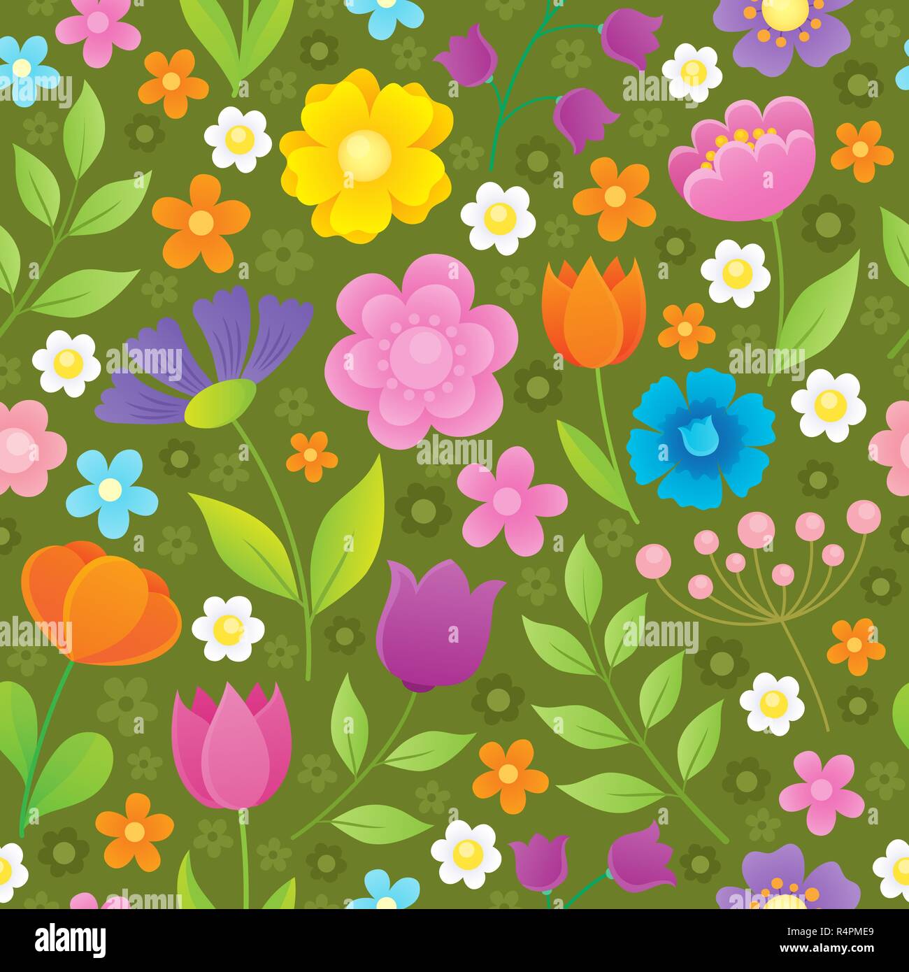 Fleurs stylisées seamless background 3 Banque D'Images