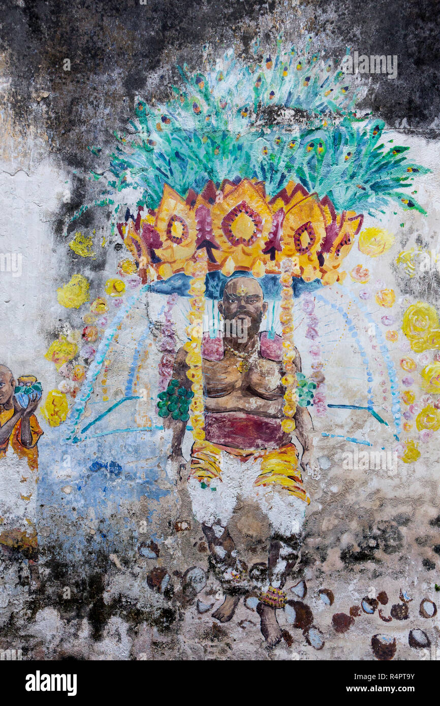 Vieux Mur peintures historiques et de Malaisie, scène mythologique, Ipoh, Malaisie. Banque D'Images